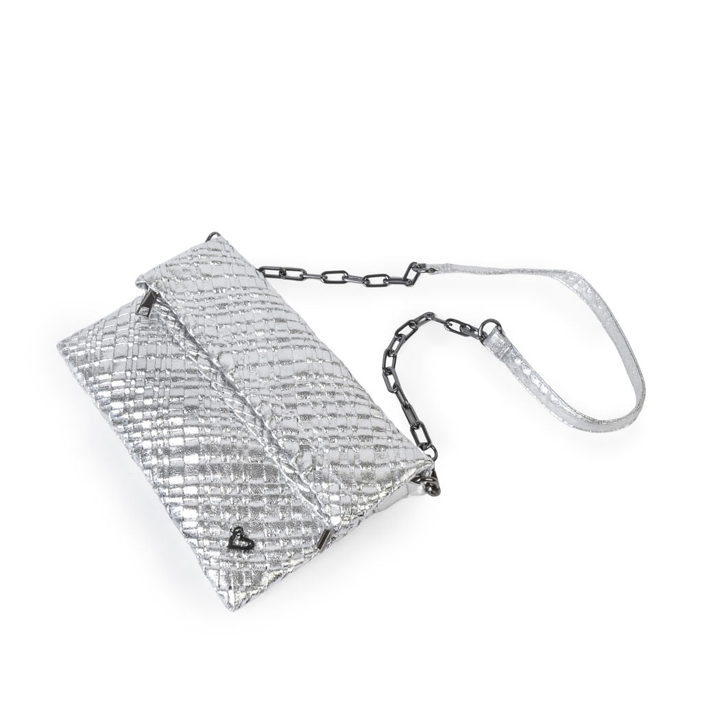 NEW Victoria Hand-woven Convertible Clutch - Silver preneLOVE®